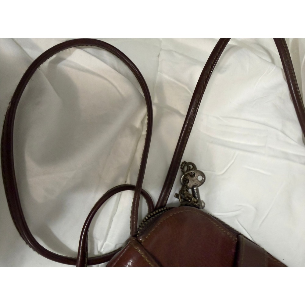 Fossil Vintage Brown Pebbled Leather Crossbody Bag Small Messenger 75082 Key - Picture 3 of 8